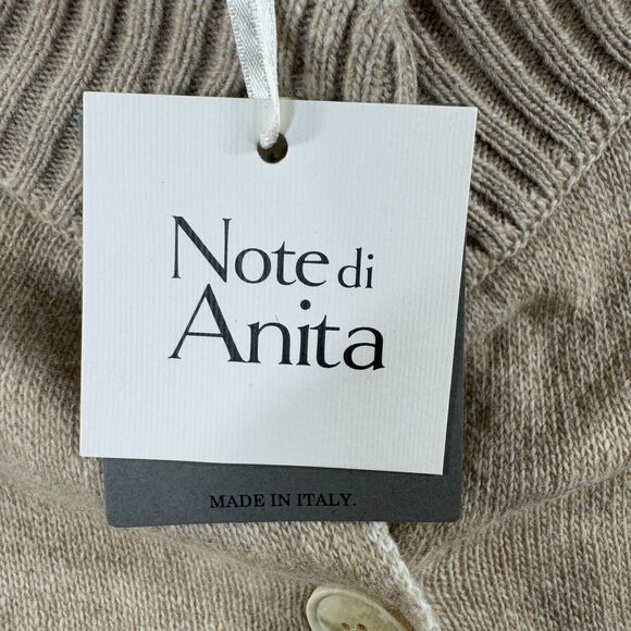 Note Di Anita Cardigan Women's One Size Beige Vest Sweater Wool Cashmere Blend - Picture 4 of 8